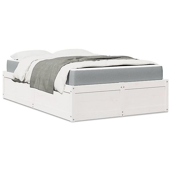 vidaXL Bett, Bett mit Matratze Weiß 120x190 cm Massivholz Kiefer günstig online kaufen