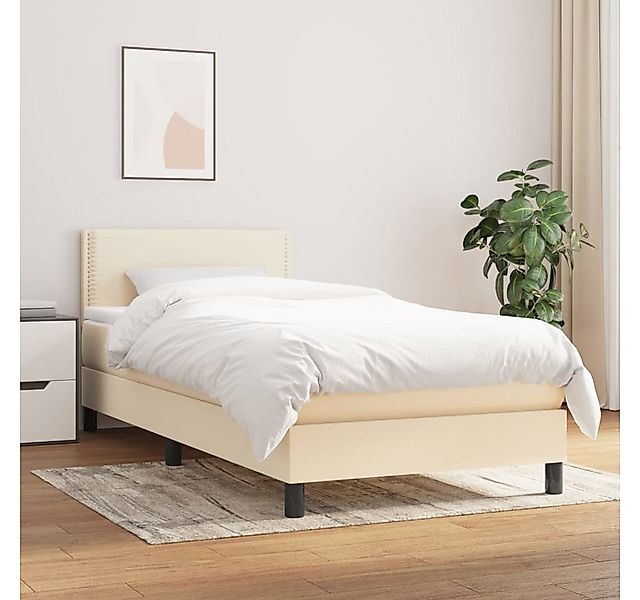 vidaXL Boxspringbett Boxspringbett mit Matratze Creme 100x200 cm Stoff Bett günstig online kaufen