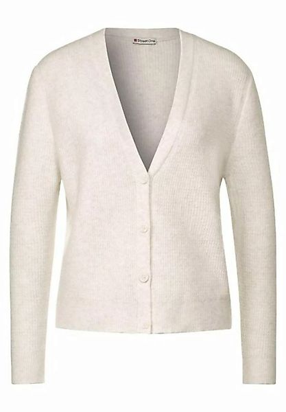 STREET ONE Strickjacke LTD QR v-neck cardigan, cream white melange günstig online kaufen