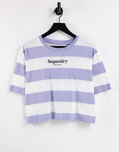 Superdry – Harper – Kastiges T-Shirt mit Streifen-Blau günstig online kaufen
