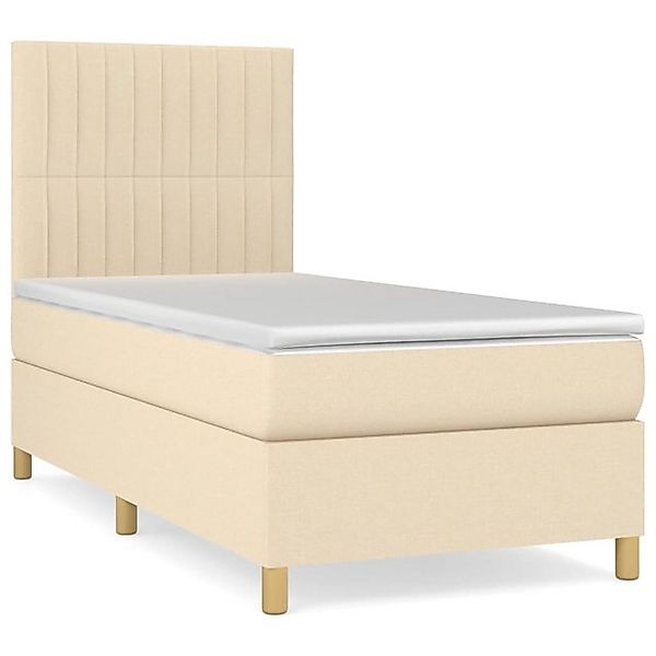 vidaXL Boxspringbett Boxspringbett mit Matratze Creme 90x200 cm Stoff Bett günstig online kaufen