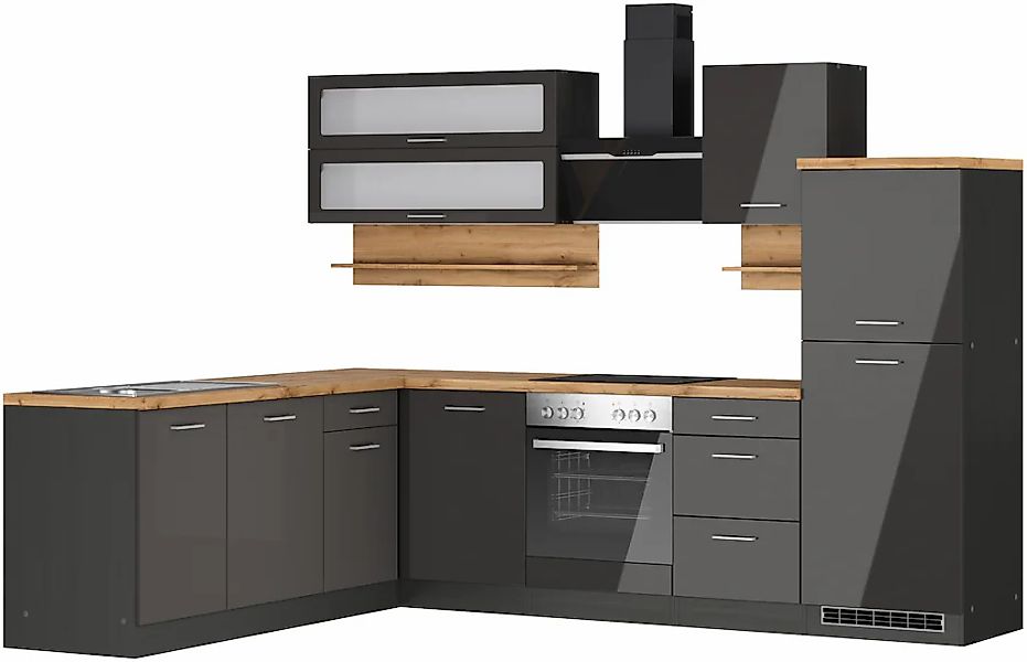 KOCHSTATION Winkelküche "KS-Milan", Stellbreite 280/220 cm, viel Stauraum, günstig online kaufen