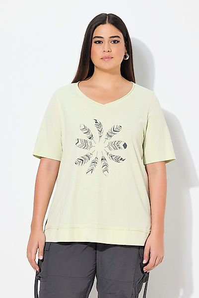 Ulla Popken T-Shirt T-Shirt Feder offenkantig günstig online kaufen