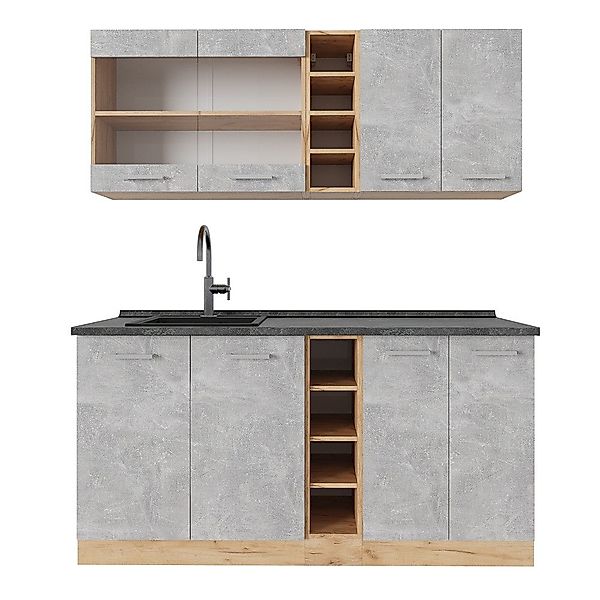Vicco Küchenzeile R-Line, Beton/Goldkraft Eiche, 160 günstig online kaufen