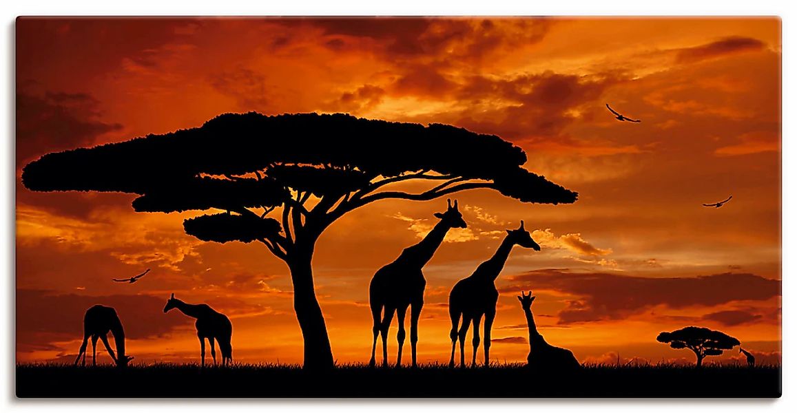 Artland Wandbild "Herde von Giraffen im Sonnenuntergang", Wildtiere, (1 St. günstig online kaufen