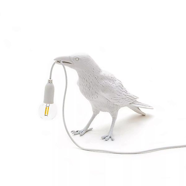 Tischleuchte Bird Waiting/ Corbeau immobile plastikmaterial weiß / regungsl günstig online kaufen