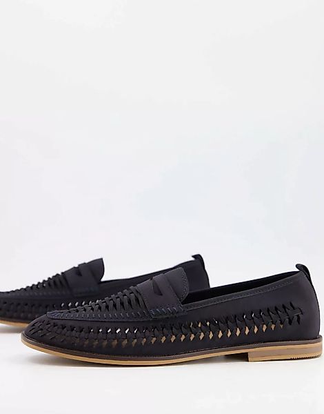 Burton Menswear – Loafer in Marineblau mit Zierausschnitten günstig online kaufen