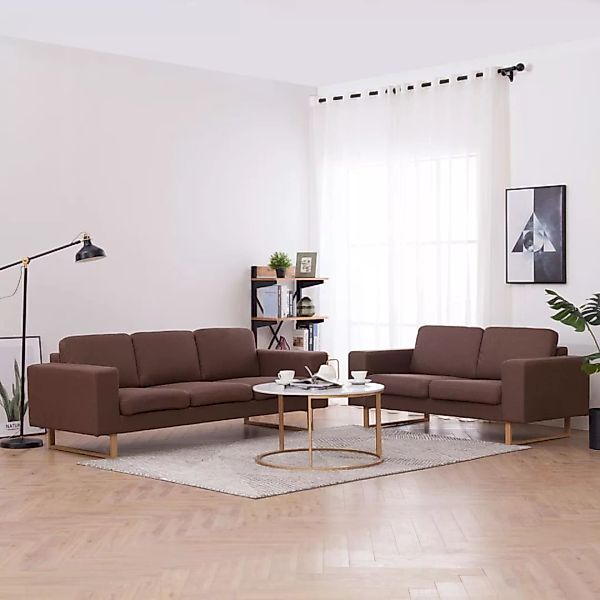 2-tlg. Sofagarnitur Stoff Braun günstig online kaufen