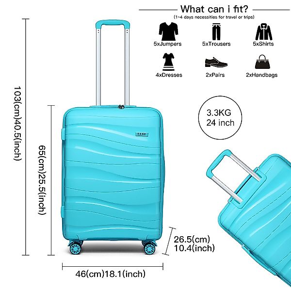 KONO Handgepäck-Trolley Leicht Hartschalenkoffer Reisekoffer mit günstig online kaufen