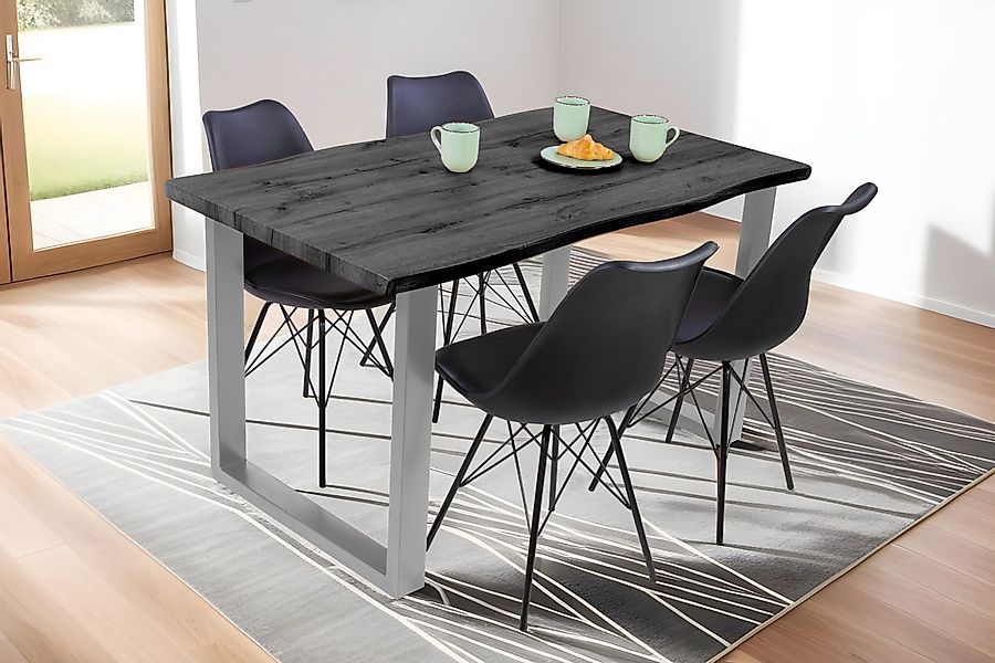 Loreno® Esstisch Josy, Holz Grau-Optik, Baumkante, günstig online kaufen