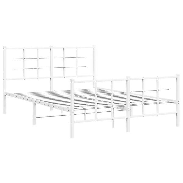 vidaXL Bettgestell mit Kopfteil und Fußteil Metall Weiß 140x190 cm 355628 günstig online kaufen