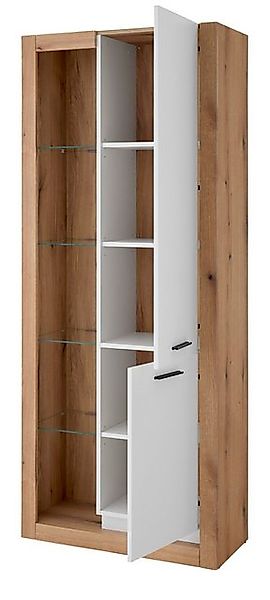 Furn.Design Stauraumvitrine Rivian (großer Vitrinenschrank in Eiche Dekor u günstig online kaufen