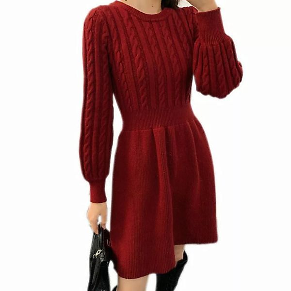 KIKI A-Linien-Kleid Strickkleid für Damen im Herbst und Winter mit gedrehte günstig online kaufen