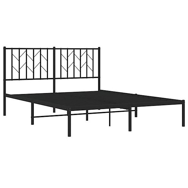 vidaXL Bettgestell Bettgestell mit Kopfteil Metall Schwarz 140x190 cm Bett günstig online kaufen