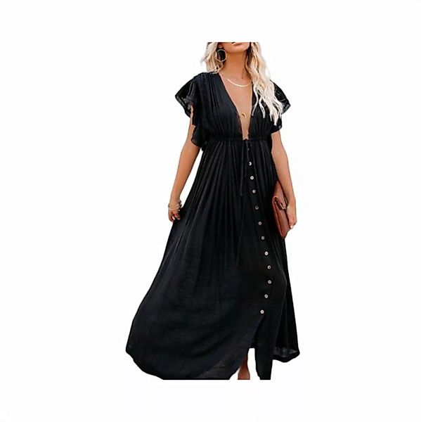 Wrathquake Dirndl Sommerliches Boho-Chic-Kleid mit Knöpfen (Leinen und Baum günstig online kaufen