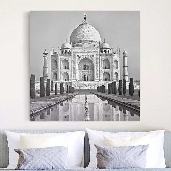 Leinwandbild - Quadrat Taj Mahal mit Garten günstig online kaufen