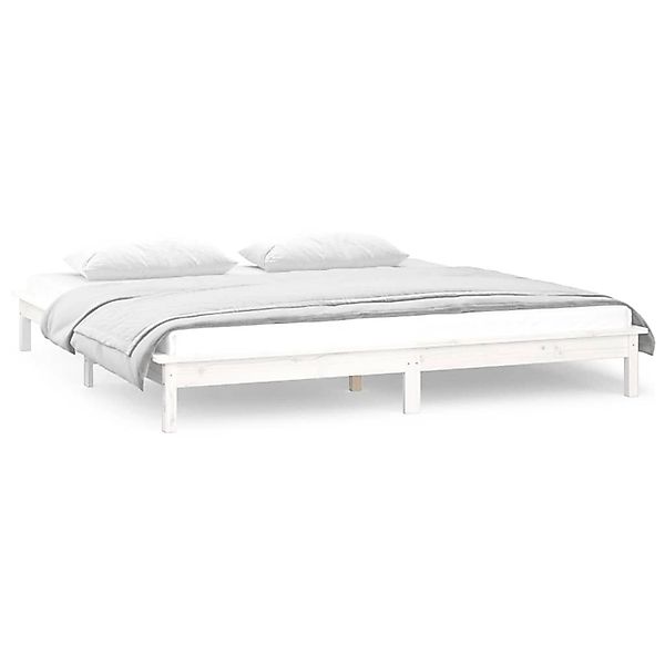 vidaXL Massivholzbett mit LED-Beleuchtung Weiß 120x200 cm 820602 günstig online kaufen