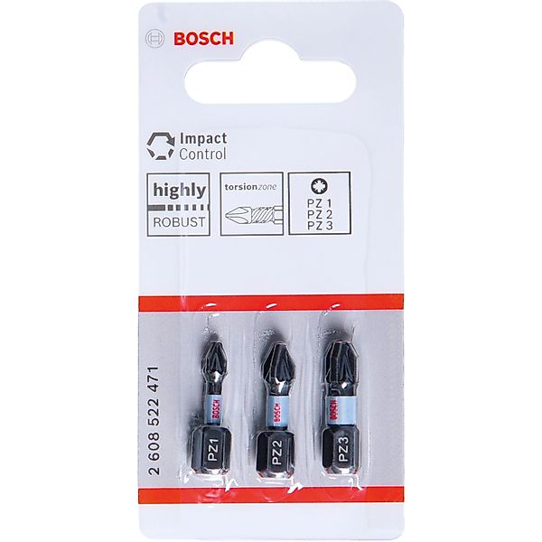 Bosch Schrauberbit-Set Impact Control PZ1-3 25 mm 3-tlg. günstig online kaufen