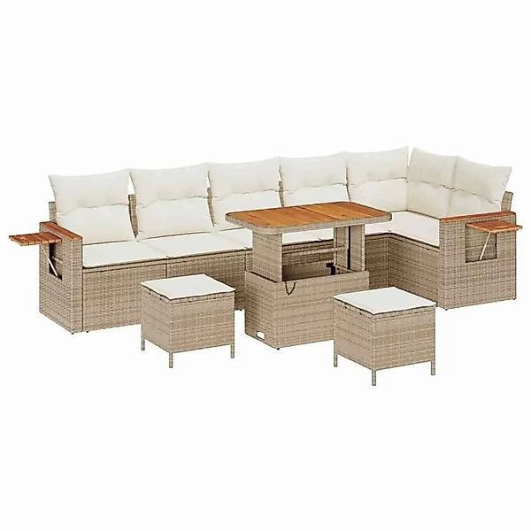 vidaXL Gartensofa-Set mit Kissen 11 Stk Beige und Creme Poly-Rattan 3365146 günstig online kaufen