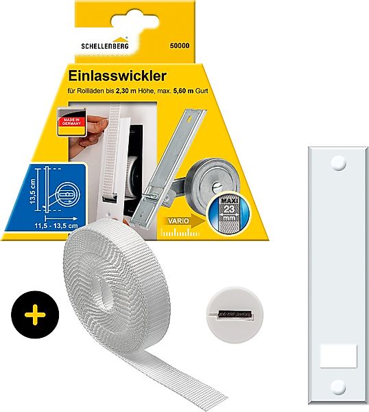 SCHELLENBERG Einlass-Gurtwickler inkl. Abdeckplatte, Gurtführung, Rollladen günstig online kaufen