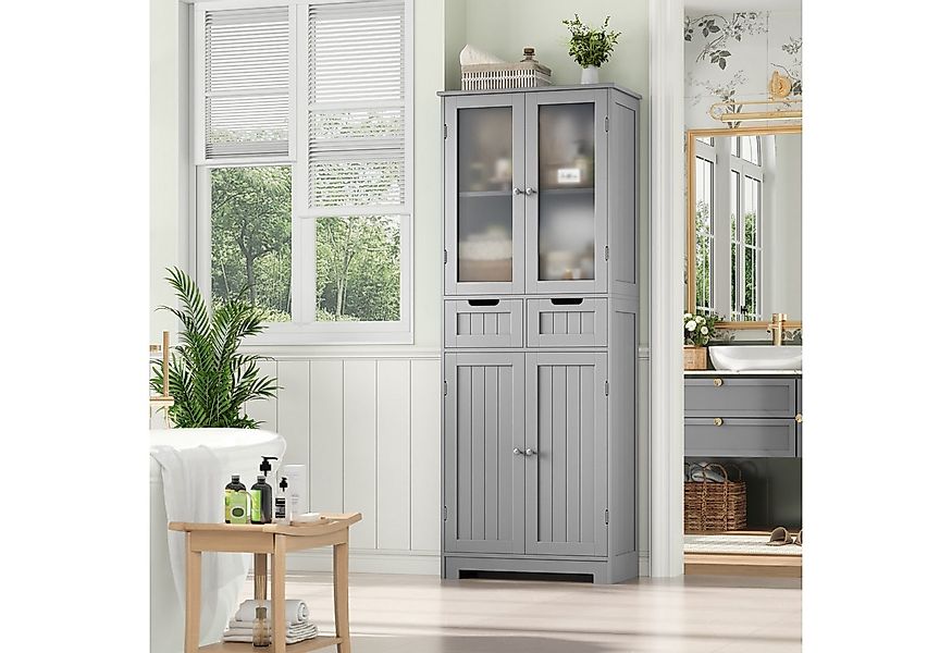 HOMECHO Hochschrank Badschrank mit 4 Türen 2 Schubladen für Küche, Bad, Wei günstig online kaufen