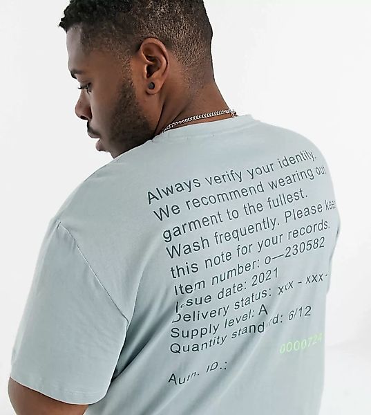 Only & Sons – T-Shirt mit Barcode-Print am Rücken in Blau-Schwarz günstig online kaufen