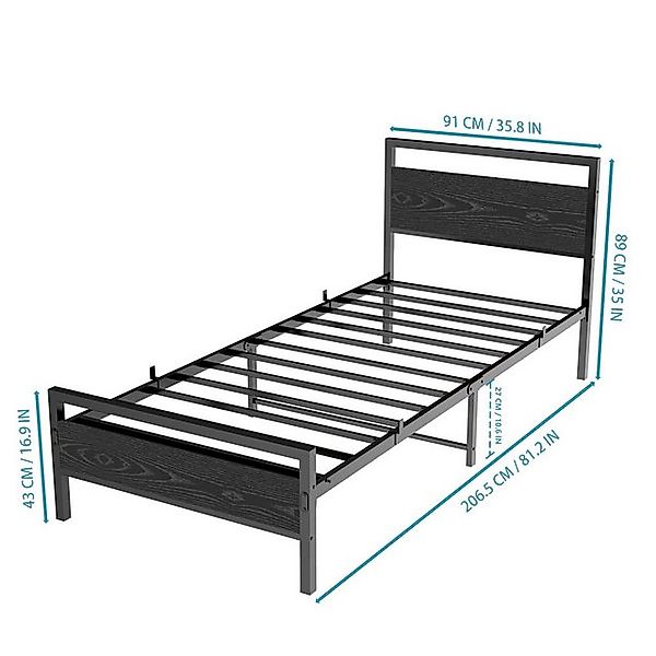 STILVORA Jugendbett Metallbett 90x200 Bettgestell mit Lattenrost,Stauraum u günstig online kaufen