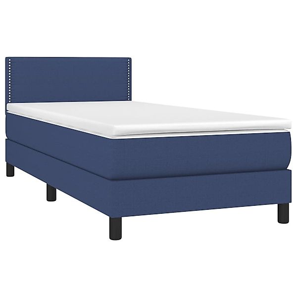 vidaXL Boxspringbett mit Matratze & LED Blau 100x200 cm Stoff 3133059 günstig online kaufen