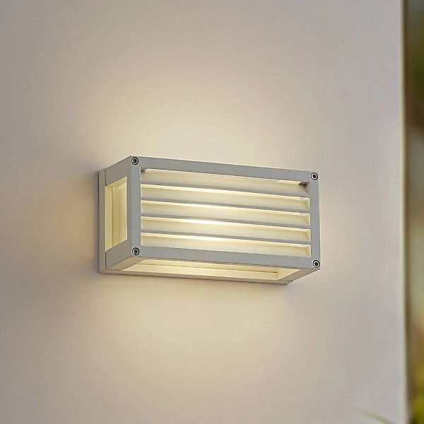 Lucande Außenwandlampe Aurelien, weiß, 12cm, gestreift, IP54 günstig online kaufen
