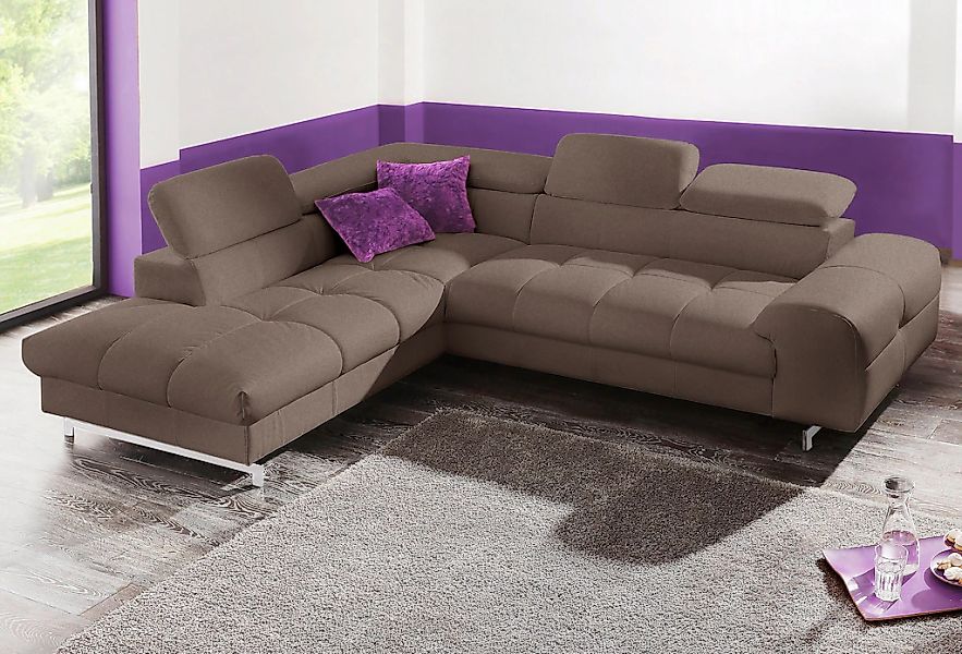 COTTA Ecksofa "Chef L-Form", mit Kopfteilverstellung, edle Metallkufen, wah günstig online kaufen