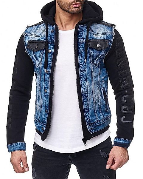 Cipo & Baxx Jeansjacke Kapuzen Sweatjacke CJ154 Blau M Im Westen Look mit a günstig online kaufen