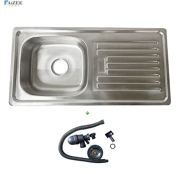 Faizee Home Edelstahlspüle Nova 86x43cm mit integriertem Überlauf und Sipho günstig online kaufen