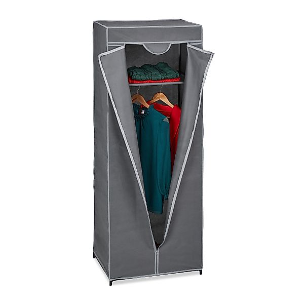 relaxdays Stoffschrank mit Kleiderstange Anthrazit günstig online kaufen