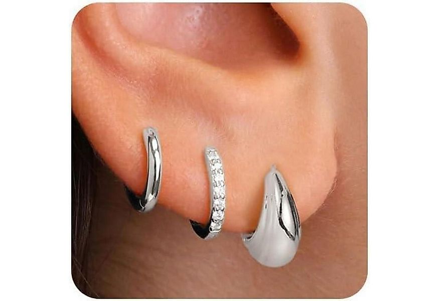 LuxusKollektion Schmuckset Ohrringe Silber 925 14K Vergoldet Damen Klein Cr günstig online kaufen