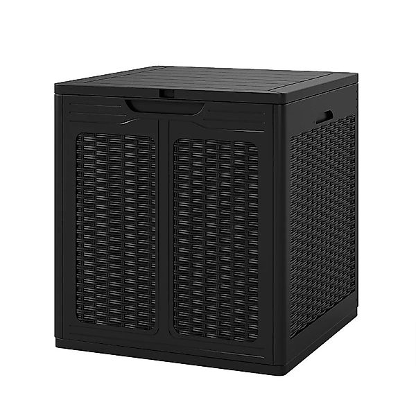 Costway Gartenbox 145 L mit Abschließbarem Deckel Rattanoptik Schwarz günstig online kaufen