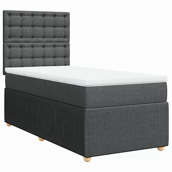 vidaXL Bettgestell Boxspringbett mit Matratze Dunkelgrau 100x200 cm Stoff B günstig online kaufen