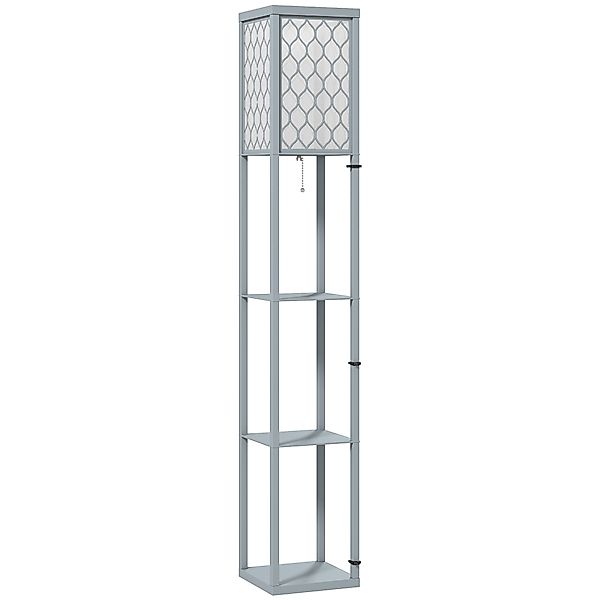 HOMCOM Stehlampe Wohnzimmer Dimmbar Stehleuchte mit Regal, E27 Fassung Text günstig online kaufen