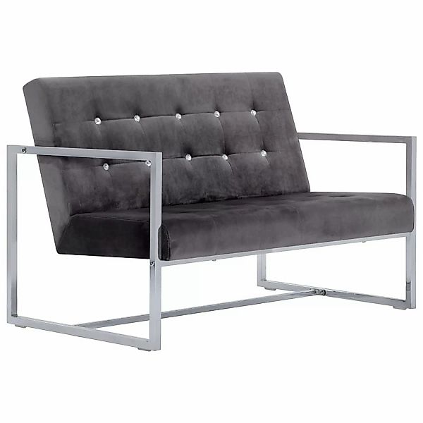 vidaXL Sofa 2-Sitzer-Sofa mit Armlehnen Dunkelgrau Chrom und Samt Couch günstig online kaufen