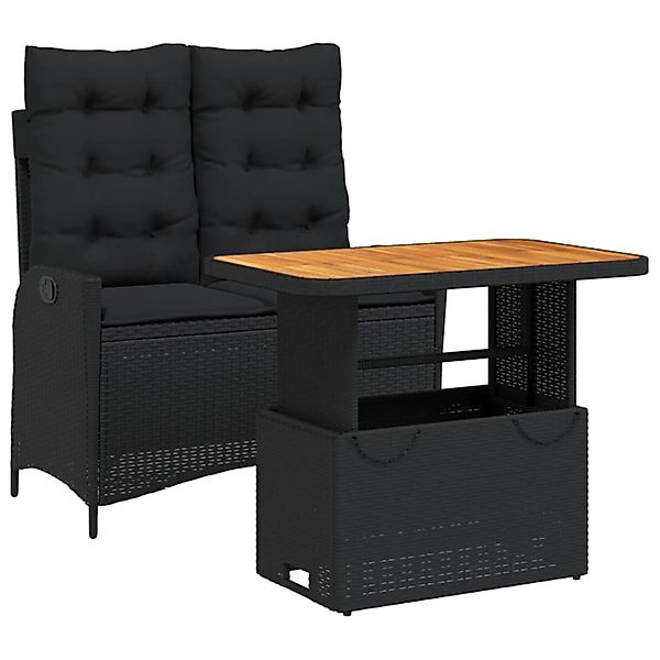 vidaXL 2-Tlg Garten-Essgruppe mit Kissen Schwarz Poly Rattan 3277454 günstig online kaufen