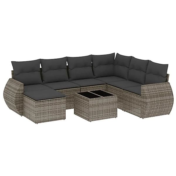 vidaXL 8-Tlg Garten-Sofagarnitur mit Kissen Grau Poly Rattan 3221709 günstig online kaufen