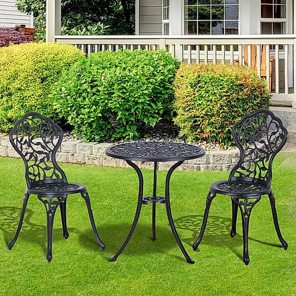 Outsunny Bistroset für 2 Personen Balkonmöbel Set mit Bistrotisch & 2 Stühl günstig online kaufen