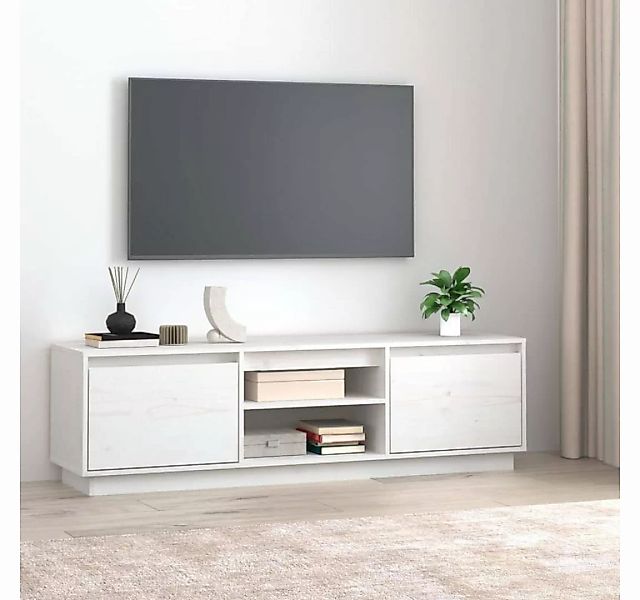 furnicato TV-Schrank Weiß 140x35x40 cm Massivholz Kiefer günstig online kaufen