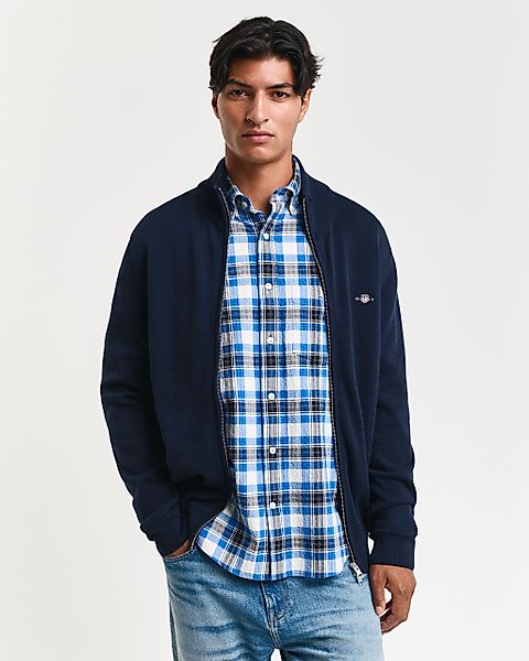 Gant Cardigan "CASUAL COTTON ZIP CARDIGAN", Mit Rippbündchen an Stehkragen, günstig online kaufen