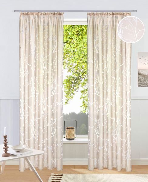 my home Gardine "Anna" Kräuselband 1 Stk. tlg. Viskose, Polyester, Äste-Mot günstig online kaufen