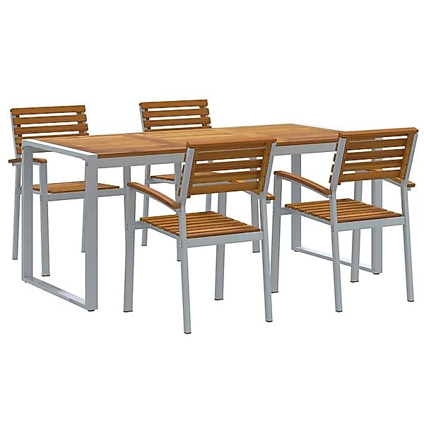 vidaXL Garten Essgruppe 5-Tlg Grau und Braun Akazie Massivholz 3284363 günstig online kaufen