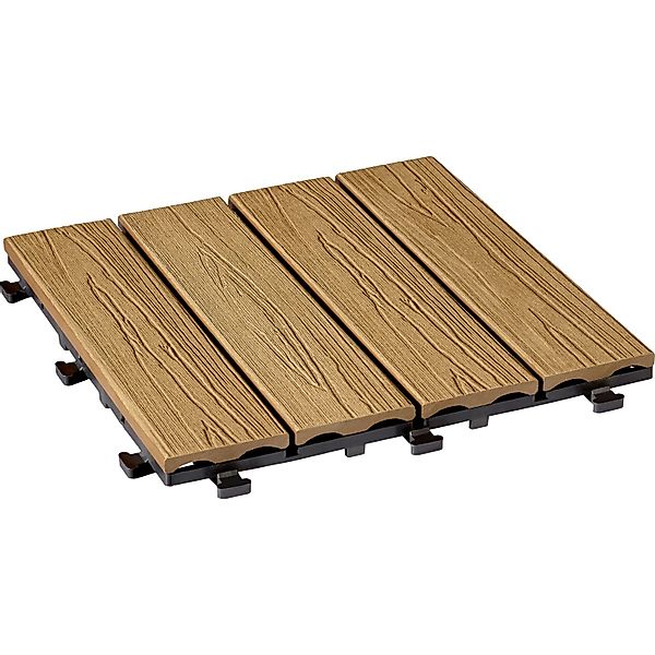 Klickfliese WPC in Holzoptik Braun 30 cm x 30 cm 6 Stück günstig online kaufen