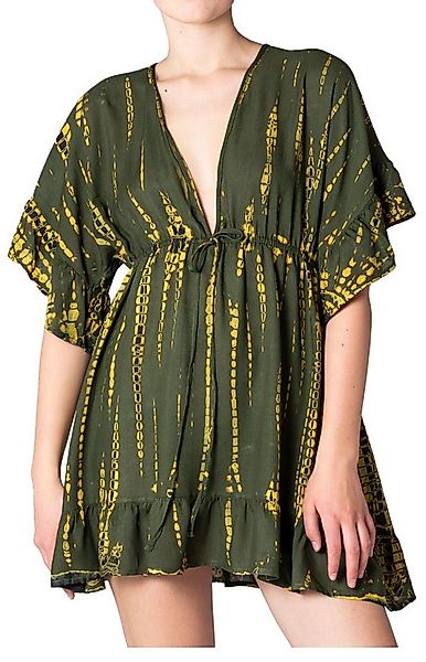 PANASIAM Tunikakleid kurzes Sommerkleid aus natürlicher Viskose mit V Aussc günstig online kaufen