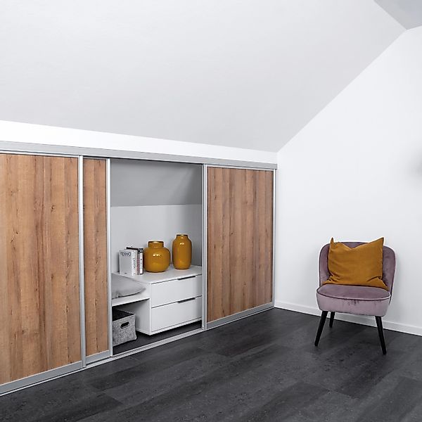 Schiebetür-Bau-Set Kniestock Profil Silber Dekor Eiche Country 1022 x 1400 günstig online kaufen