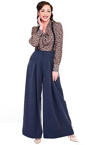 Voodoo Vixen Marlene-Hose Navy Wide Leg Suspender Vintage Retro Hosenträger günstig online kaufen