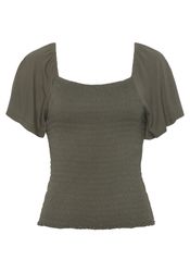 Buffalo Kurzarmshirt mit Volantärmeln, Blusenshirt, figurbetont, günstig online kaufen